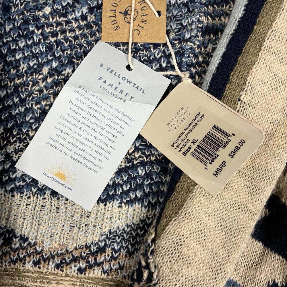 Faherty x B.Yellowtail Organic Cotton Belted Duster Cardigan Woman’s XL NWT - Picture 4 of 8